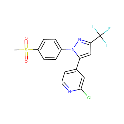 CS(=O)(=O)c1ccc(-n2nc(C(F)(F)F)cc2-c2ccnc(Cl)c2)cc1 ZINC000040867130