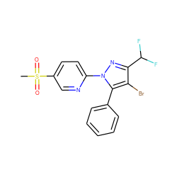 CS(=O)(=O)c1ccc(-n2nc(C(F)F)c(Br)c2-c2ccccc2)nc1 ZINC000013588367