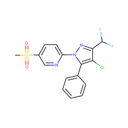 CS(=O)(=O)c1ccc(-n2nc(C(F)F)c(Cl)c2-c2ccccc2)nc1 ZINC000013588365