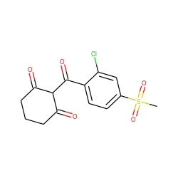 CS(=O)(=O)c1ccc(C(=O)C2C(=O)CCCC2=O)c(Cl)c1 ZINC000100004255