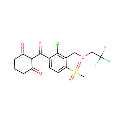 CS(=O)(=O)c1ccc(C(=O)C2C(=O)CCCC2=O)c(Cl)c1COCC(F)(F)F ZINC000101175126