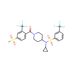 CS(=O)(=O)c1ccc(C(=O)N2CCC(N(C3CC3)S(=O)(=O)c3cccc(C(F)(F)F)c3)CC2)c(C(F)(F)F)c1 ZINC000103251072