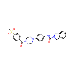 CS(=O)(=O)c1ccc(C(=O)N2CCN(c3ccc(NC(=O)N4Cc5ccccc5C4)cc3)CC2)cc1 ZINC000165700854