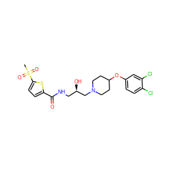 CS(=O)(=O)c1ccc(C(=O)NC[C@@H](O)CN2CCC(Oc3ccc(Cl)c(Cl)c3)CC2)s1 ZINC000095561946