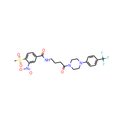 CS(=O)(=O)c1ccc(C(=O)NCCCC(=O)N2CCN(c3ccc(C(F)(F)F)cc3)CC2)cc1[N+](=O)[O-] ZINC000095604467