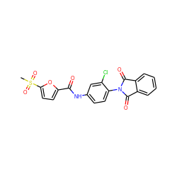 CS(=O)(=O)c1ccc(C(=O)Nc2ccc(N3C(=O)c4ccccc4C3=O)c(Cl)c2)o1 ZINC000473154629