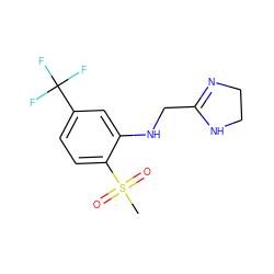 CS(=O)(=O)c1ccc(C(F)(F)F)cc1NCC1=NCCN1 ZINC000013473770