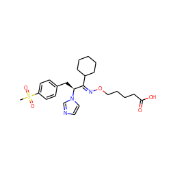 CS(=O)(=O)c1ccc(C[C@@H](/C(=N/OCCCCC(=O)O)C2CCCCC2)n2ccnc2)cc1 ZINC000013738919