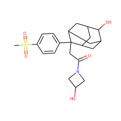 CS(=O)(=O)c1ccc(C2(CC(=O)N3CC(O)C3)C3CC4CC2CC(C3)C4O)cc1 ZINC000202373269