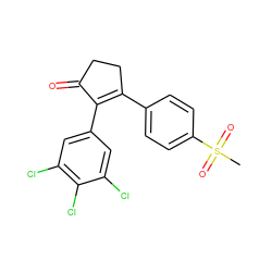 CS(=O)(=O)c1ccc(C2=C(c3cc(Cl)c(Cl)c(Cl)c3)C(=O)CC2)cc1 ZINC000013796663