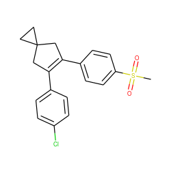 CS(=O)(=O)c1ccc(C2=C(c3ccc(Cl)cc3)CC3(CC3)C2)cc1 ZINC000013745526