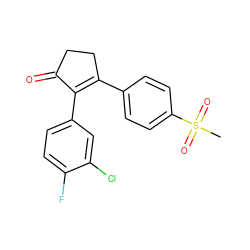 CS(=O)(=O)c1ccc(C2=C(c3ccc(F)c(Cl)c3)C(=O)CC2)cc1 ZINC000013796657