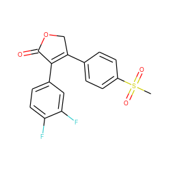 CS(=O)(=O)c1ccc(C2=C(c3ccc(F)c(F)c3)C(=O)OC2)cc1 ZINC000006019591