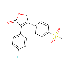 CS(=O)(=O)c1ccc(C2=C(c3ccc(F)cc3)C(=O)OC2)cc1 ZINC000029478215