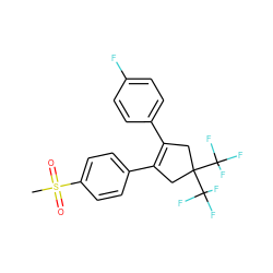 CS(=O)(=O)c1ccc(C2=C(c3ccc(F)cc3)CC(C(F)(F)F)(C(F)(F)F)C2)cc1 ZINC000003814644