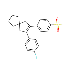 CS(=O)(=O)c1ccc(C2=C(c3ccc(F)cc3)CC3(CCCC3)C2)cc1 ZINC000013745524