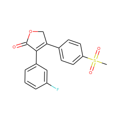 CS(=O)(=O)c1ccc(C2=C(c3cccc(F)c3)C(=O)OC2)cc1 ZINC000029470269