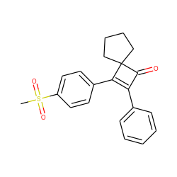 CS(=O)(=O)c1ccc(C2=C(c3ccccc3)C(=O)C23CCCC3)cc1 ZINC000003814808