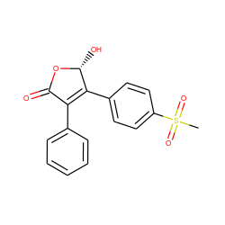 CS(=O)(=O)c1ccc(C2=C(c3ccccc3)C(=O)O[C@@H]2O)cc1 ZINC000026579301