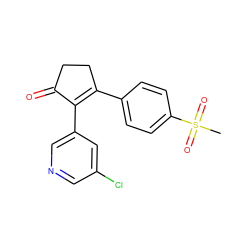 CS(=O)(=O)c1ccc(C2=C(c3cncc(Cl)c3)C(=O)CC2)cc1 ZINC000000007001