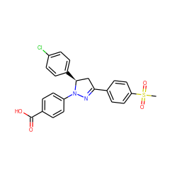 CS(=O)(=O)c1ccc(C2=NN(c3ccc(C(=O)O)cc3)[C@@H](c3ccc(Cl)cc3)C2)cc1 ZINC000653755605