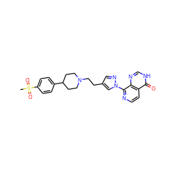 CS(=O)(=O)c1ccc(C2CCN(CCc3cnn(-c4nccc5c(=O)[nH]cnc45)c3)CC2)cc1 ZINC000653746443