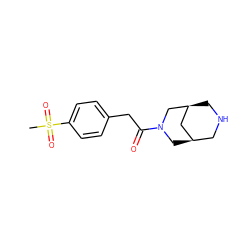 CS(=O)(=O)c1ccc(CC(=O)N2C[C@@H]3CNC[C@@H](C3)C2)cc1 ZINC000103257346