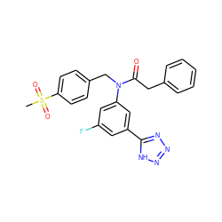 CS(=O)(=O)c1ccc(CN(C(=O)Cc2ccccc2)c2cc(F)cc(-c3nnn[nH]3)c2)cc1 ZINC000084722820