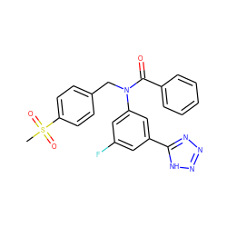 CS(=O)(=O)c1ccc(CN(C(=O)c2ccccc2)c2cc(F)cc(-c3nnn[nH]3)c2)cc1 ZINC000084722738