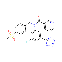 CS(=O)(=O)c1ccc(CN(C(=O)c2cccnc2)c2cc(F)cc(-c3nnn[nH]3)c2)cc1 ZINC000084722833