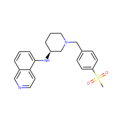 CS(=O)(=O)c1ccc(CN2CCC[C@H](Nc3cccc4cnccc34)C2)cc1 ZINC000114337648