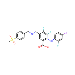 CS(=O)(=O)c1ccc(CNCc2cc(C(=O)O)c(Nc3ccc(I)cc3F)c(F)c2F)cc1 ZINC000044404479