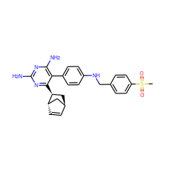 CS(=O)(=O)c1ccc(CNc2ccc(-c3c(N)nc(N)nc3[C@H]3C[C@H]4C=C[C@H]3C4)cc2)cc1 ZINC000101076243