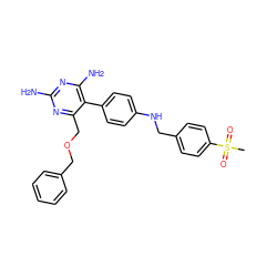 CS(=O)(=O)c1ccc(CNc2ccc(-c3c(N)nc(N)nc3COCc3ccccc3)cc2)cc1 ZINC000013685987