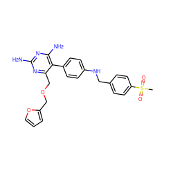 CS(=O)(=O)c1ccc(CNc2ccc(-c3c(N)nc(N)nc3COCc3ccco3)cc2)cc1 ZINC000028571919