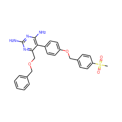 CS(=O)(=O)c1ccc(COc2ccc(-c3c(N)nc(N)nc3COCc3ccccc3)cc2)cc1 ZINC000013686039