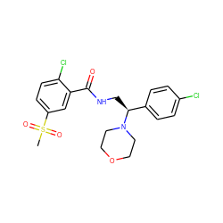 CS(=O)(=O)c1ccc(Cl)c(C(=O)NC[C@@H](c2ccc(Cl)cc2)N2CCOCC2)c1 ZINC000109326036