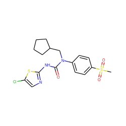 CS(=O)(=O)c1ccc(N(CC2CCCC2)C(=O)Nc2ncc(Cl)s2)cc1 ZINC000028134933