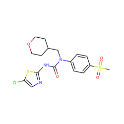 CS(=O)(=O)c1ccc(N(CC2CCOCC2)C(=O)Nc2ncc(Cl)s2)cc1 ZINC000028124758