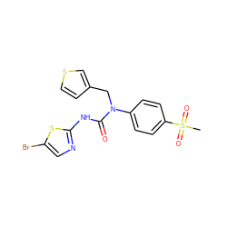 CS(=O)(=O)c1ccc(N(Cc2ccsc2)C(=O)Nc2ncc(Br)s2)cc1 ZINC000028135836