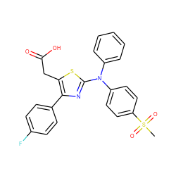 CS(=O)(=O)c1ccc(N(c2ccccc2)c2nc(-c3ccc(F)cc3)c(CC(=O)O)s2)cc1 ZINC000049049952