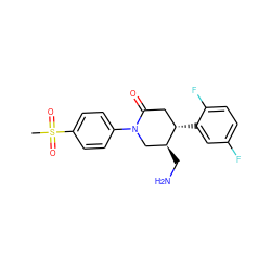 CS(=O)(=O)c1ccc(N2C[C@H](CN)[C@@H](c3cc(F)ccc3F)CC2=O)cc1 ZINC000169312405