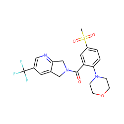 CS(=O)(=O)c1ccc(N2CCOCC2)c(C(=O)N2Cc3cc(C(F)(F)F)cnc3C2)c1 ZINC000066259157