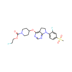 CS(=O)(=O)c1ccc(N2CCc3c(OC4CCN(C(=O)OCCF)CC4)ncnc32)c(F)c1 ZINC000088385443