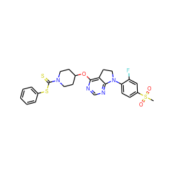 CS(=O)(=O)c1ccc(N2CCc3c(OC4CCN(C(=S)Sc5ccccc5)CC4)ncnc32)c(F)c1 ZINC000095579773