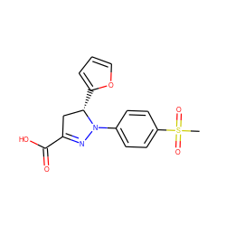 CS(=O)(=O)c1ccc(N2N=C(C(=O)O)C[C@@H]2c2ccco2)cc1 ZINC000653801622