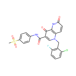 CS(=O)(=O)c1ccc(NC(=O)c2cn(Cc3c(F)cccc3Cl)c3ccc(=O)[nH]c3c2=O)cc1 ZINC000073140620