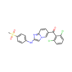 CS(=O)(=O)c1ccc(Nc2cn3cc(C(=O)c4c(Cl)cccc4Cl)ccc3n2)cc1 ZINC000014945517