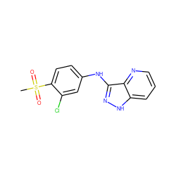 CS(=O)(=O)c1ccc(Nc2n[nH]c3cccnc23)cc1Cl ZINC000167036129