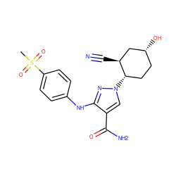 CS(=O)(=O)c1ccc(Nc2nn([C@H]3CC[C@@H](O)C[C@@H]3C#N)cc2C(N)=O)cc1 ZINC000221849100